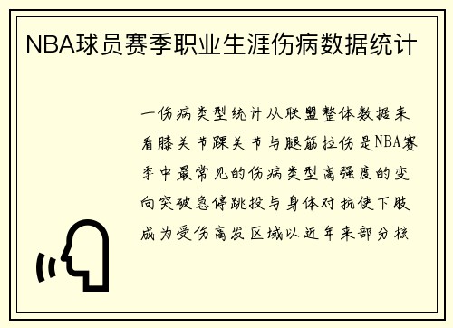NBA球员赛季职业生涯伤病数据统计